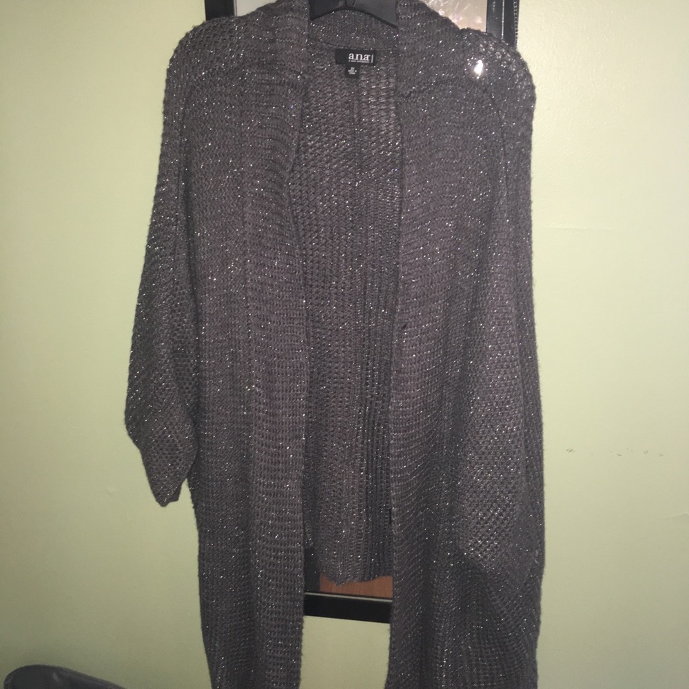 A.n.a silver shimmer cardigan sweater